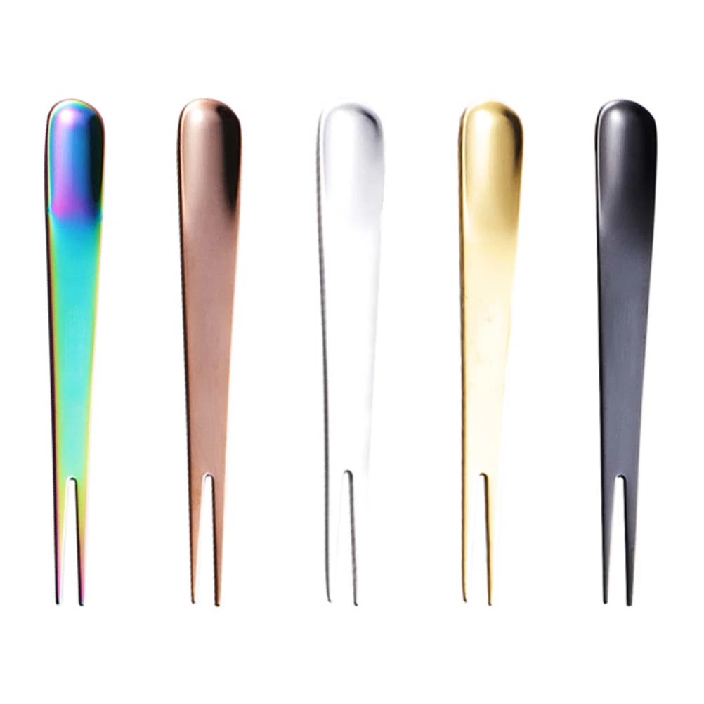 1pc Stainless Steel Cake Fruit Forks Tableware Flatware Kitchen Gadget for Home Restaurant Hotel (Rose Gold)