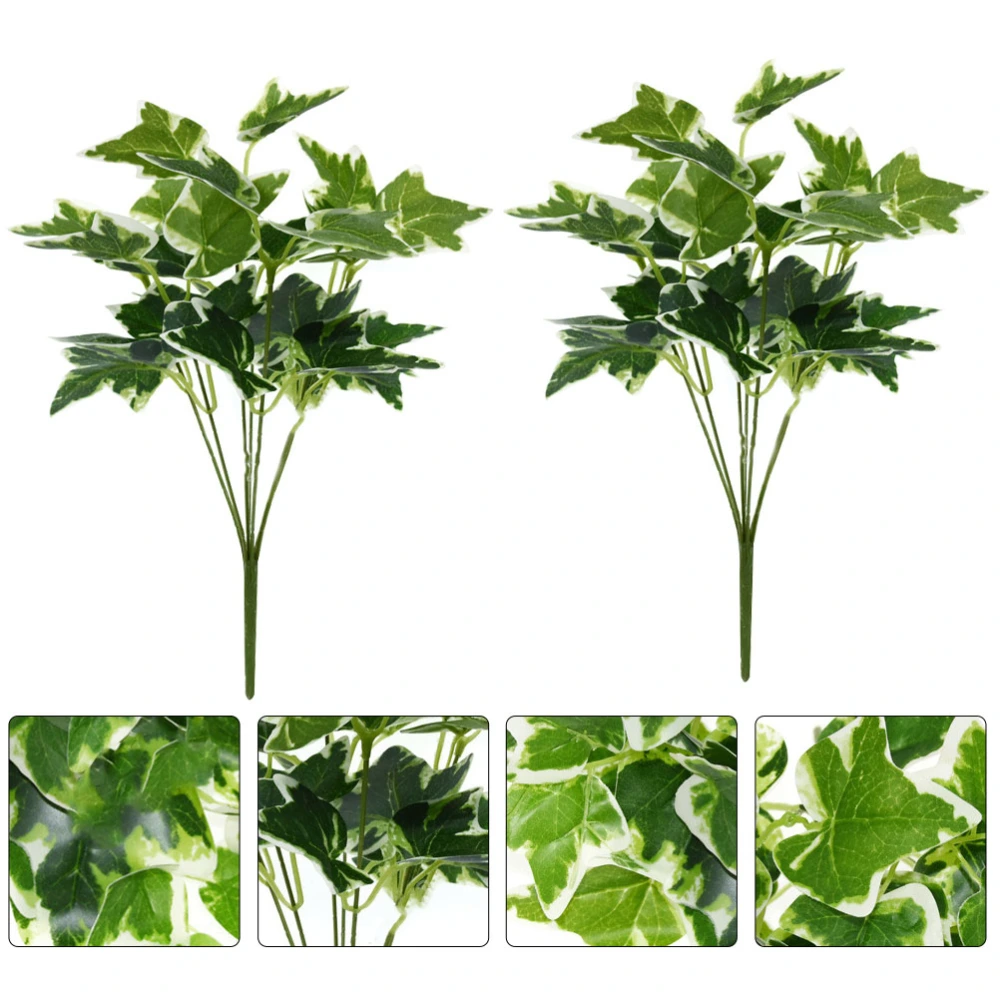 2Pcs Simulated Green Leaves Branches Decorative Artificial Green Leaves Plants