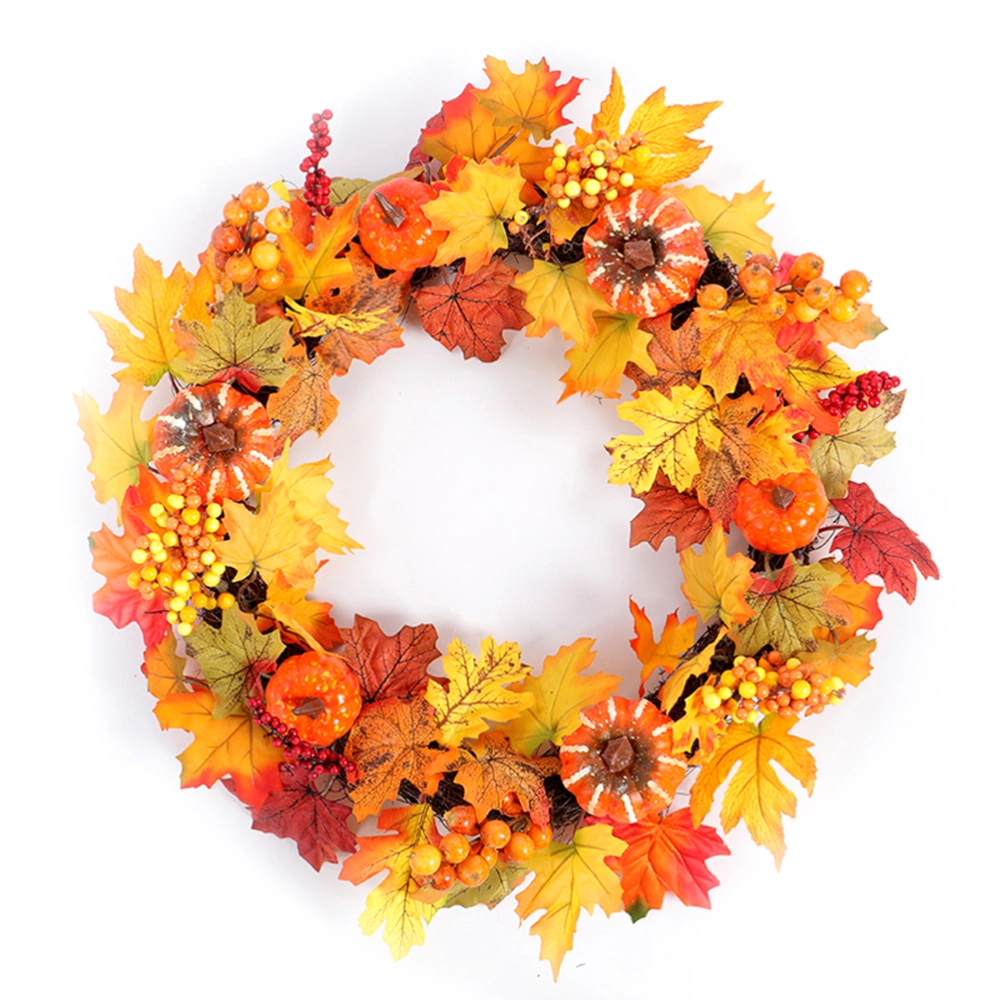 Door Wreath Thanksgiving Christmas Decor Autumn Leaves Pumpkin Garland Front Porch Entry Staircase Decoration