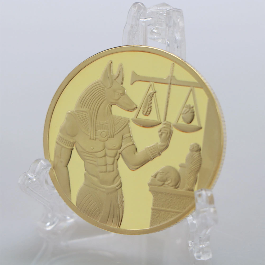 Golden Ancient Egypt Anubis Commemorative Coin Antique Collection Arts Soul Guardian Anubis Souvenir Gift Iron Collection Toy