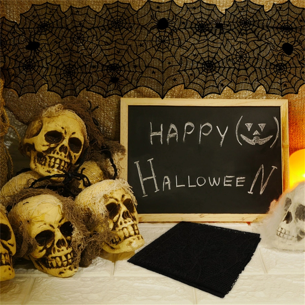 1 Set Delicate Halloween Kit Table Flag Stove Cloth Kit Festival Decoration Supply for Home Room Hotel (Black)