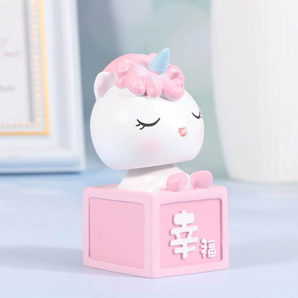 1PC Resin Doll Lovely Cartoon Animal Box Shaking Head Doll Car Interior Adornment (Happiness)