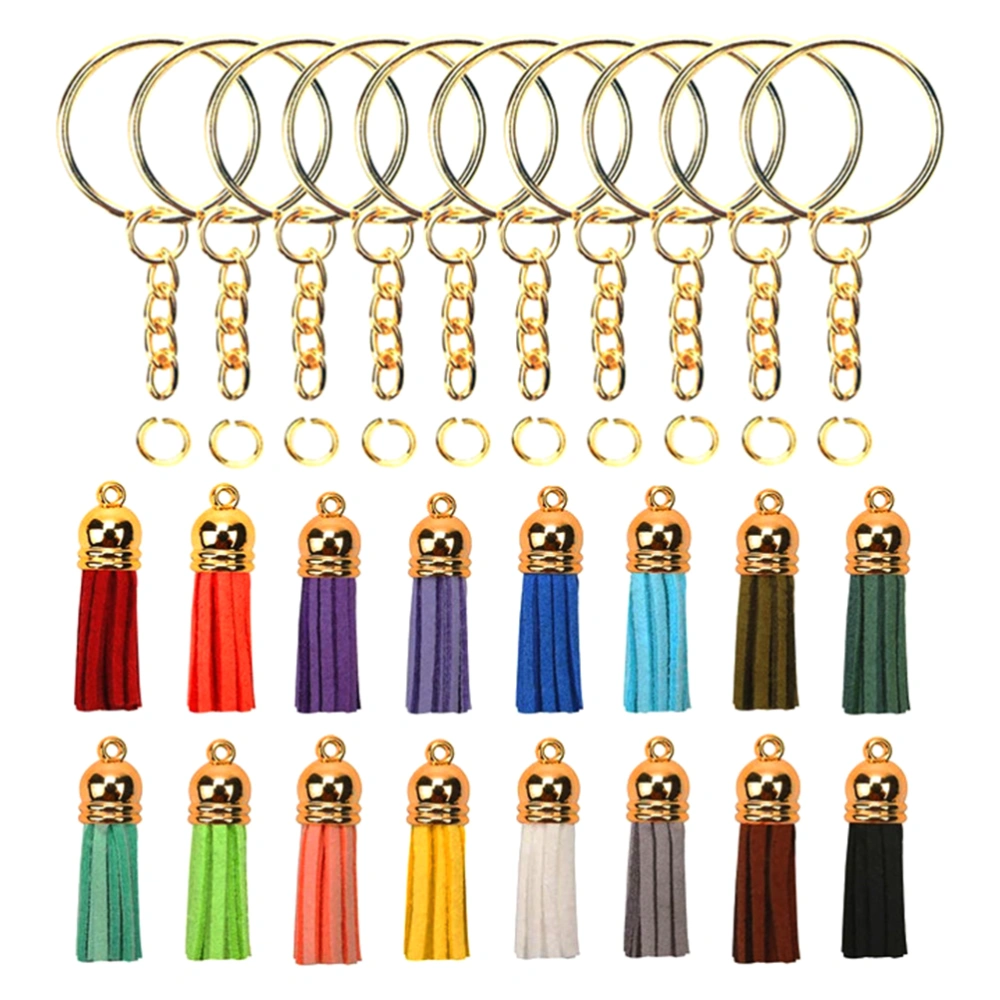 50 Sets DIY Keychain Combination Accessories with Open Ring Tassel and Key Ring