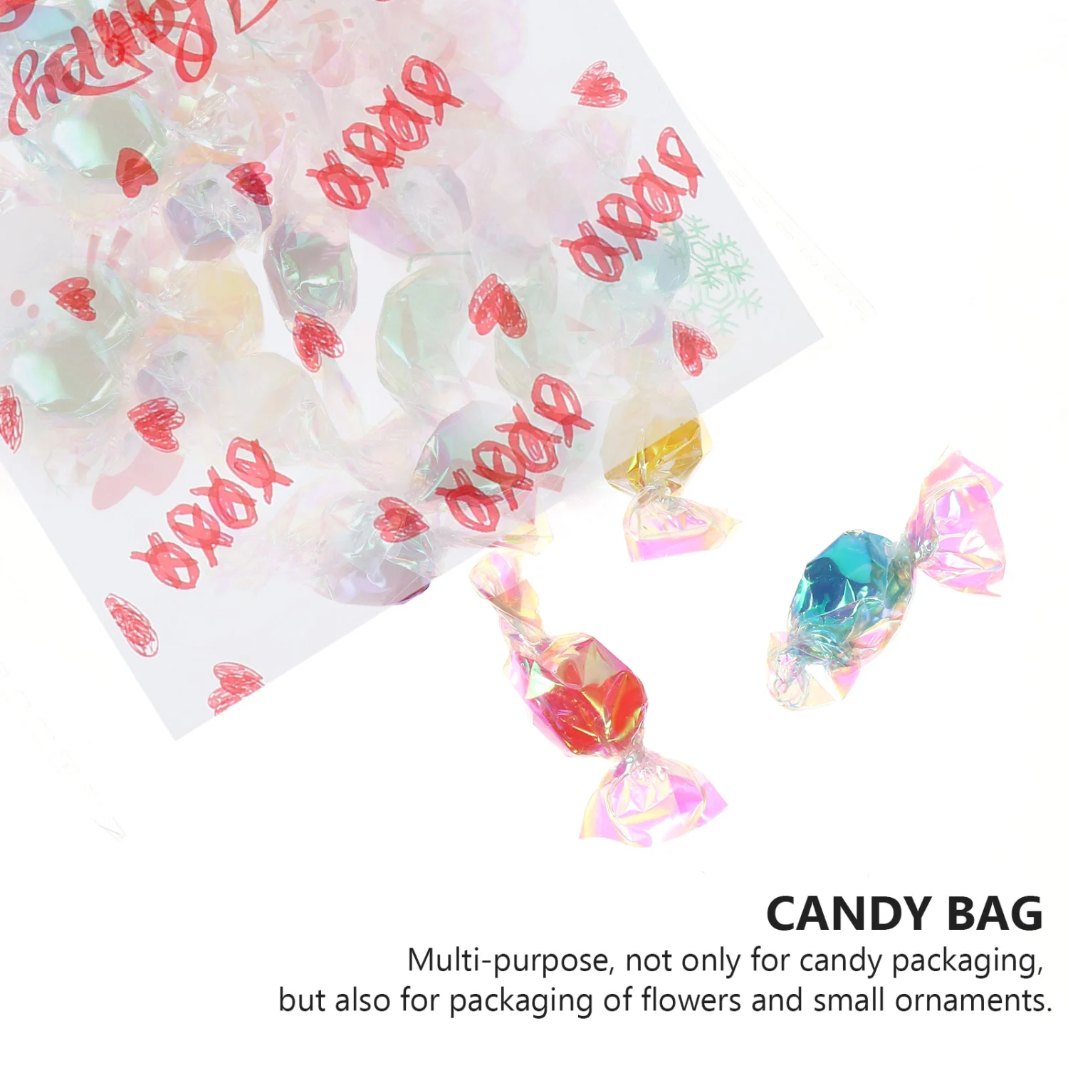50pcs Valentine's Day Candy Pouches Transparent Cookie Bags Sweets Bags
