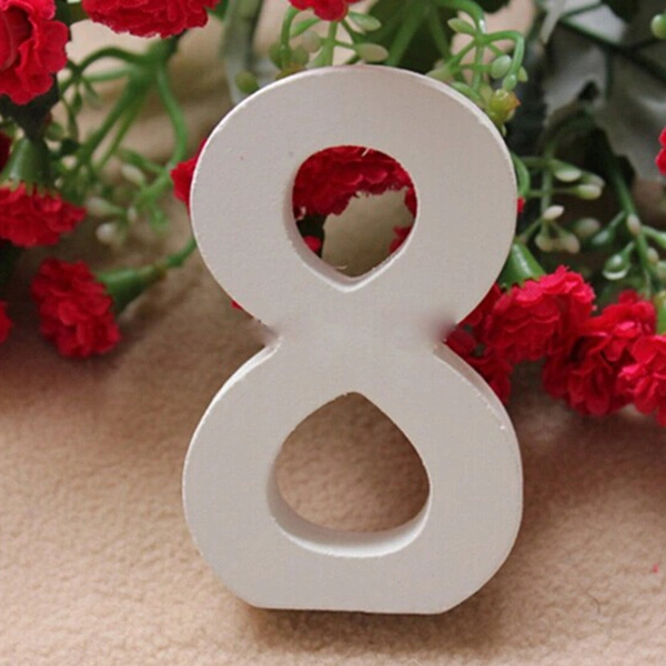 Pure White Digital Furnishing Articles Household Wedding Decoration Wooden Props (Number 8)