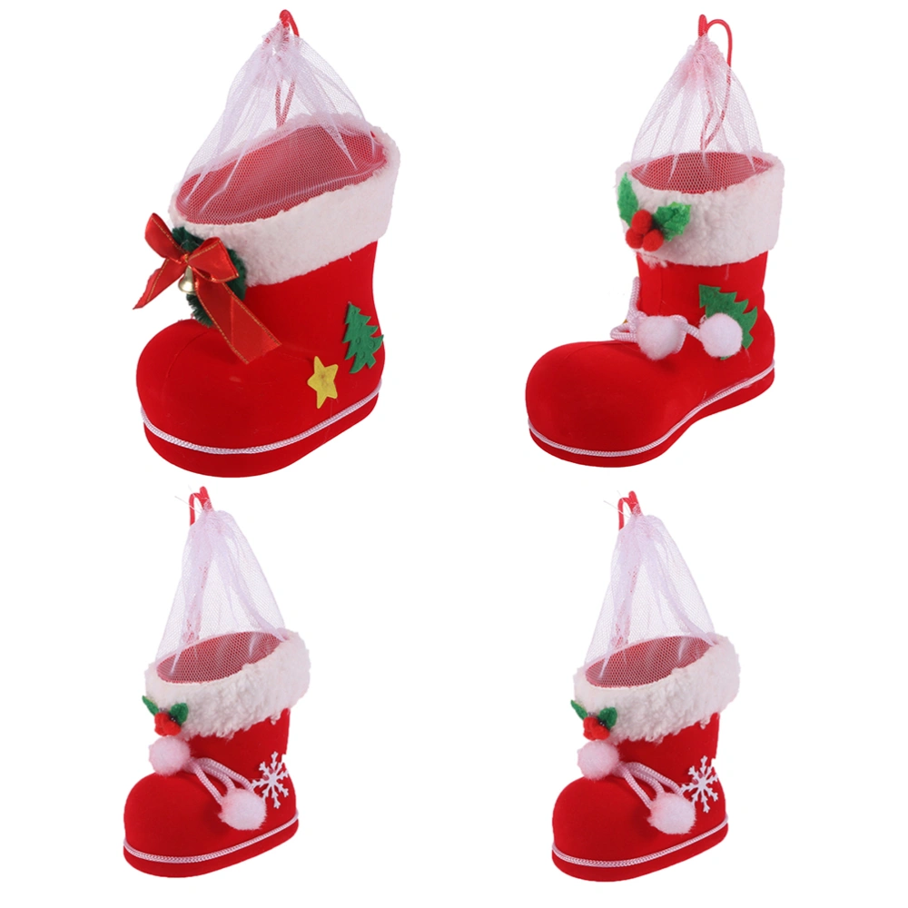 4Pcs Christmas Boots Candy Bag Lovely Candy Storage Bag Home Hanging Pendant