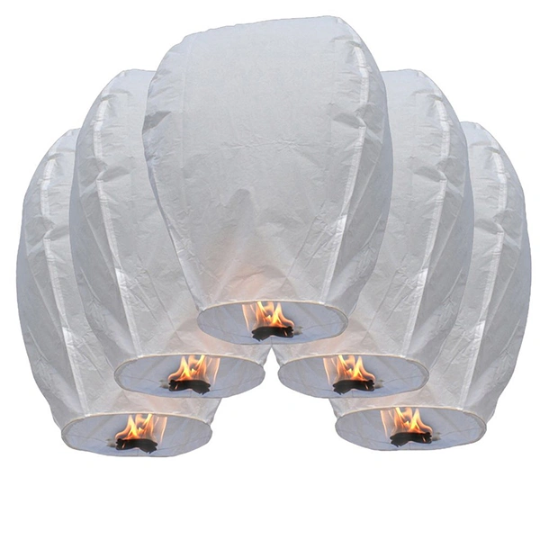 10pcs Oval Sky Lantern Chinese Kongming Lantern Wishing Lamps (White)
