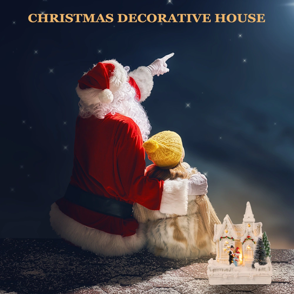 1Pc Mini Christmas House Shaped Decor Desktop Ornament Chic Festival Gift