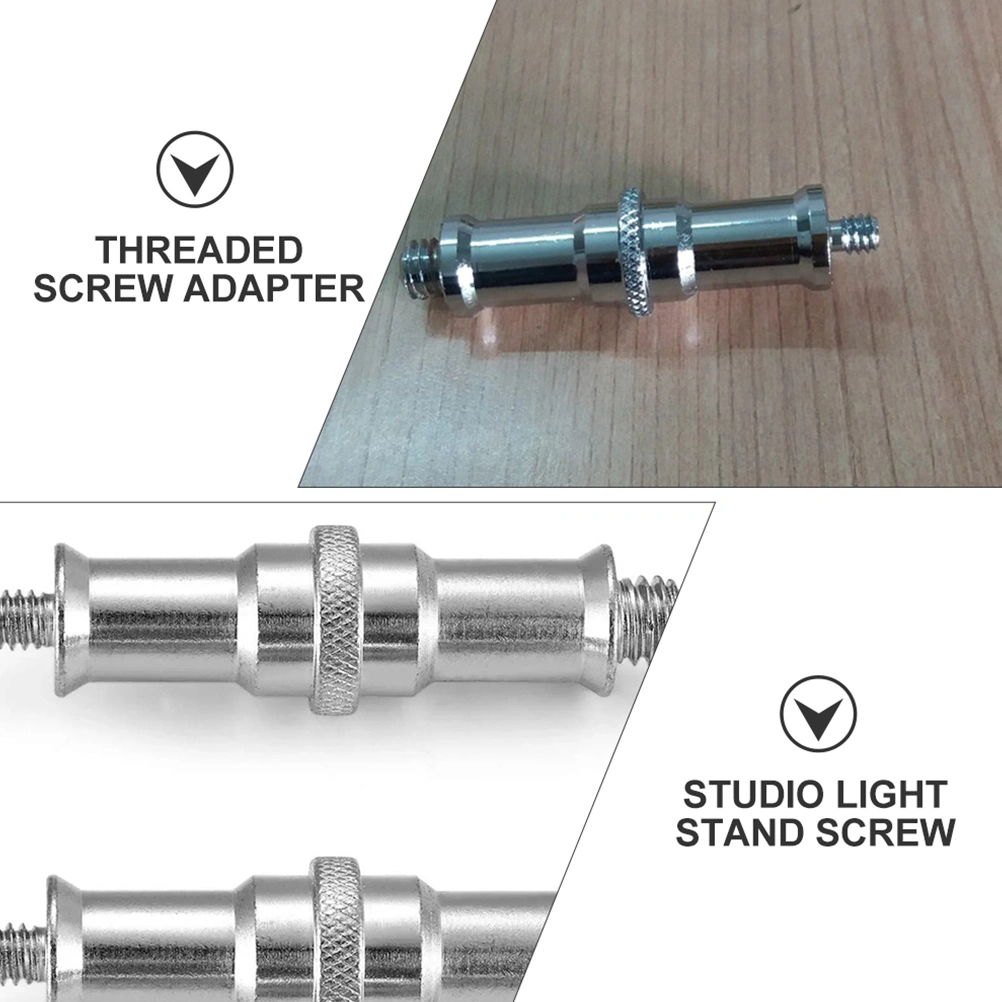 6pcs Useful 1/4 to 3/8 Spigot Studs Flash Light Stands Threaded Screw Adapters (Silver)