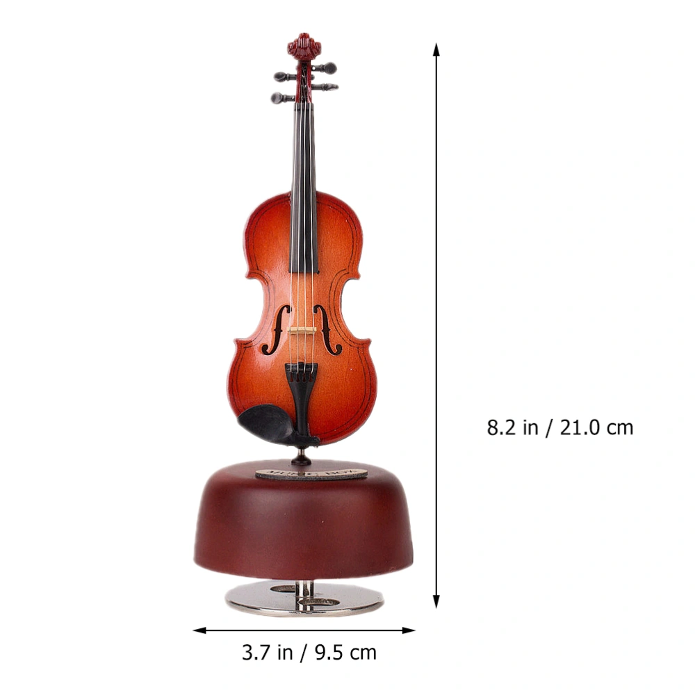 1Pc Mini Violin Music Box Rotating Violin Model Desktop Instrument Adornment