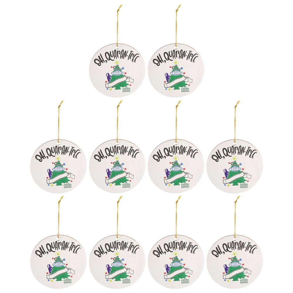 10pcs Christmas Style Pendant Christmas Wooden Hanging Ornament Xmas Pendant