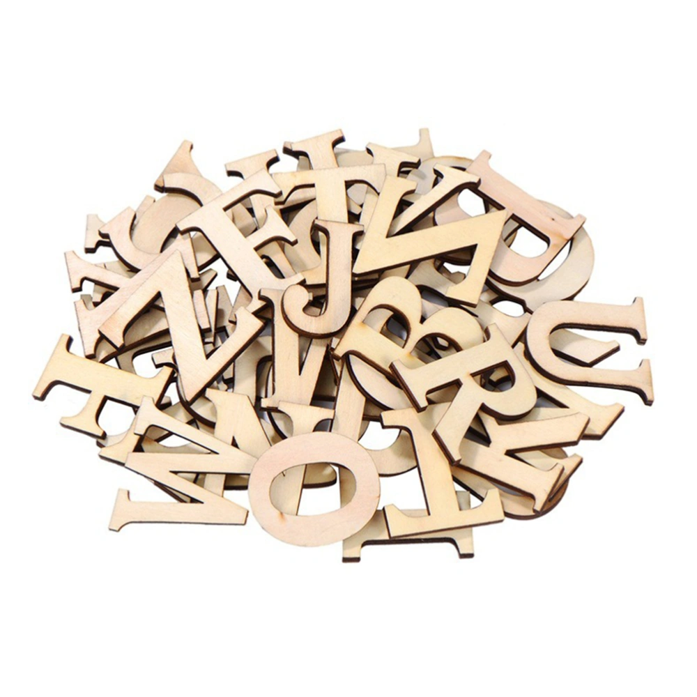 52pcs Wooden Alphabet Embellishment English Letters Natural Wood Doodle Crafts Decoration for Woodwork Craft DIY Handmade Accessories