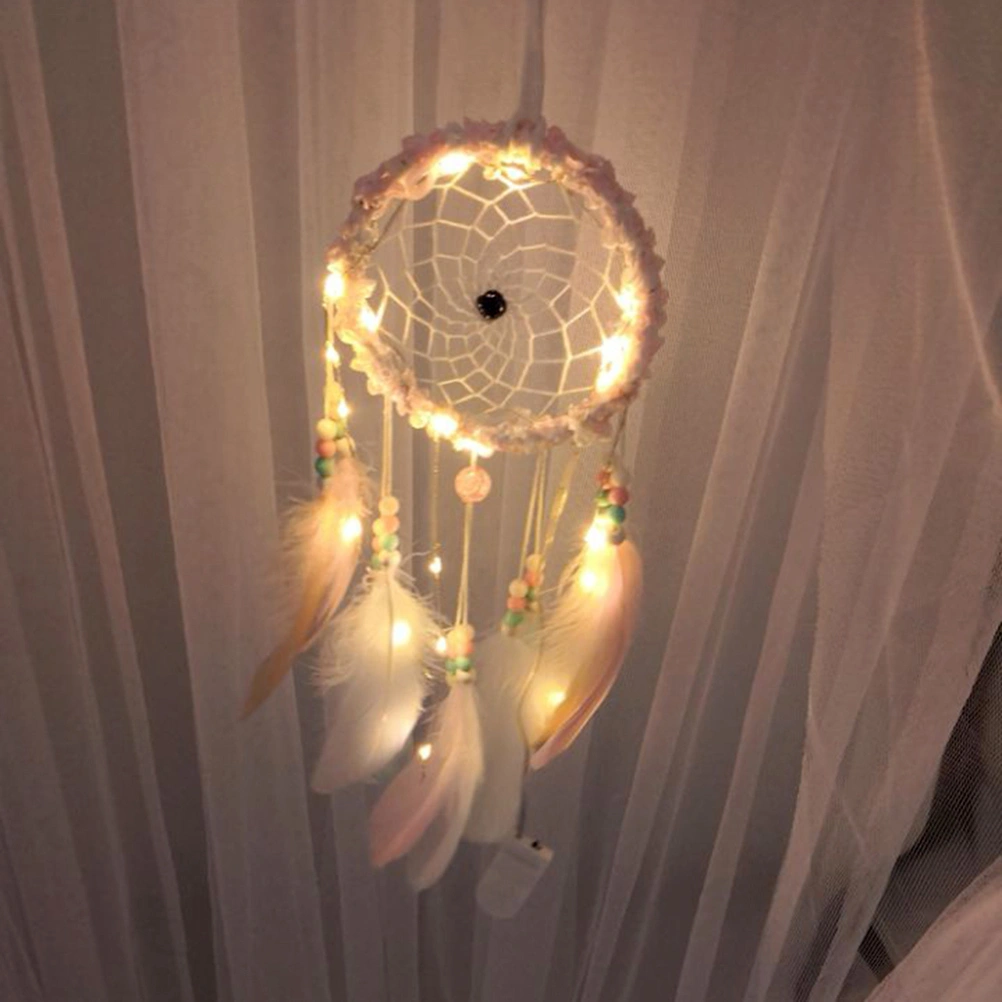 Dreamcatcher Colorful Big Feather Hanging Lighted Decorative Dream Catcher for Wedding Home Living Room Window Decoration