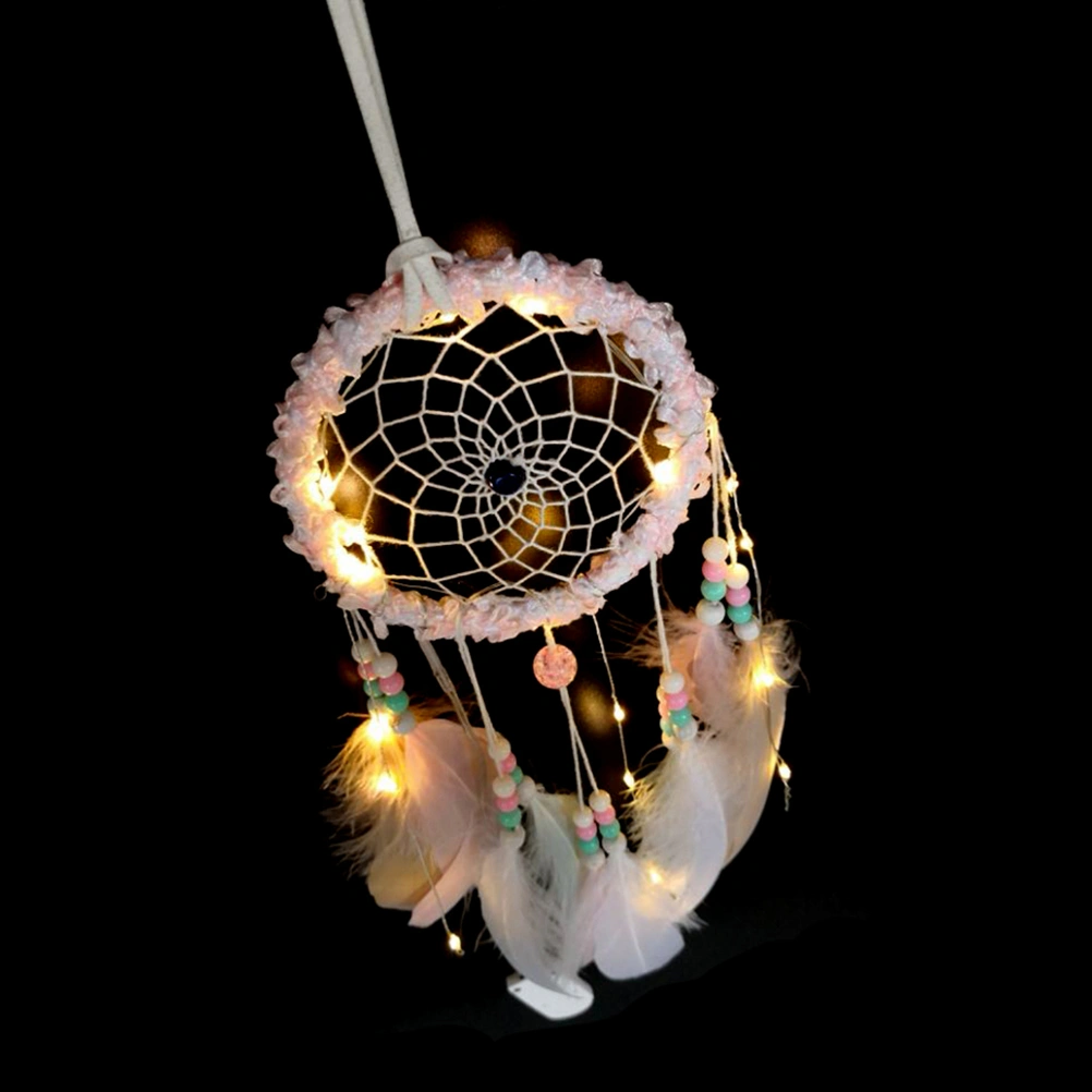 Dreamcatcher Colorful Big Feather Hanging Lighted Decorative Dream Catcher for Wedding Home Living Room Window Decoration