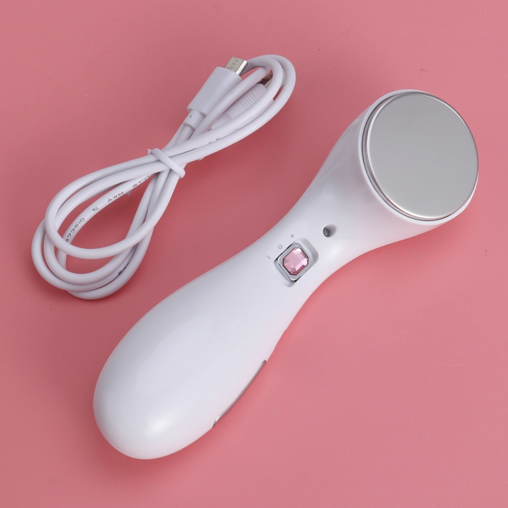 Women Ultrasonic Face Ionic Massager Electric Facial Cleanser Skin Care Anti Aging Vibrating Massage Face Lift Beauty Device (White)