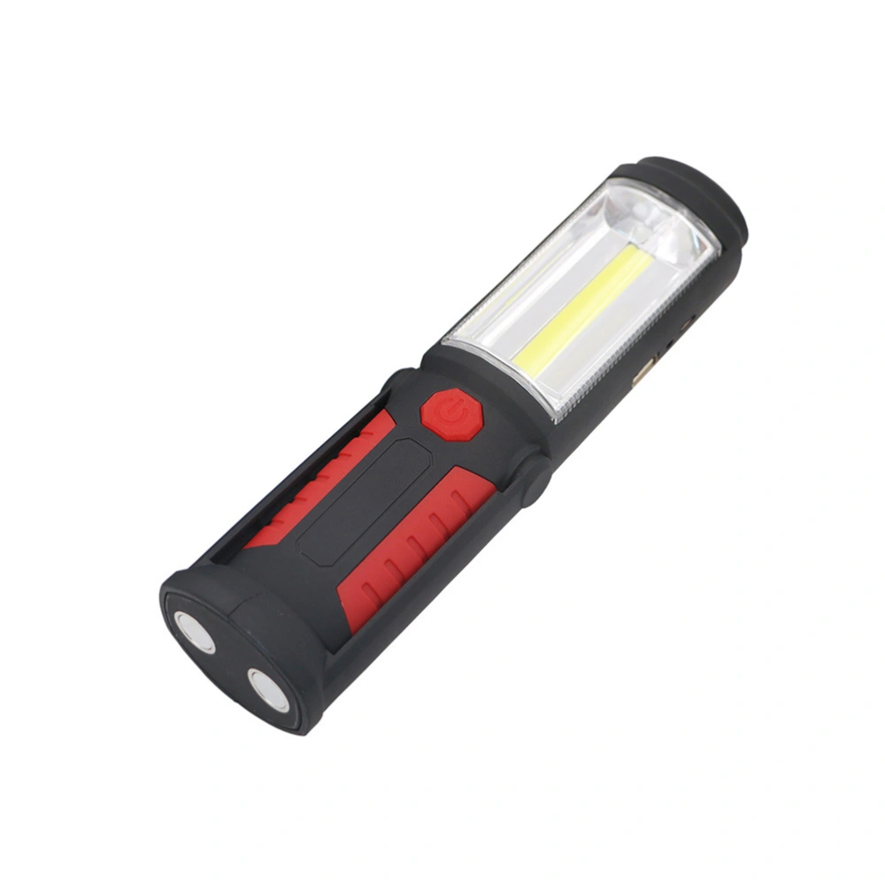 USB Rechargeable COB and LED USB Flashlight Torch Work Light Stand Magnetic with hook Flashlights for Outdoor (Red)