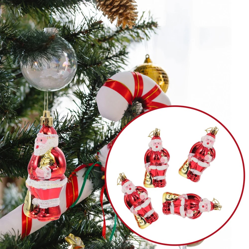 4PCS Christmas Tree Pendant Christmas Santa Claus Hanging Decor for Xmas