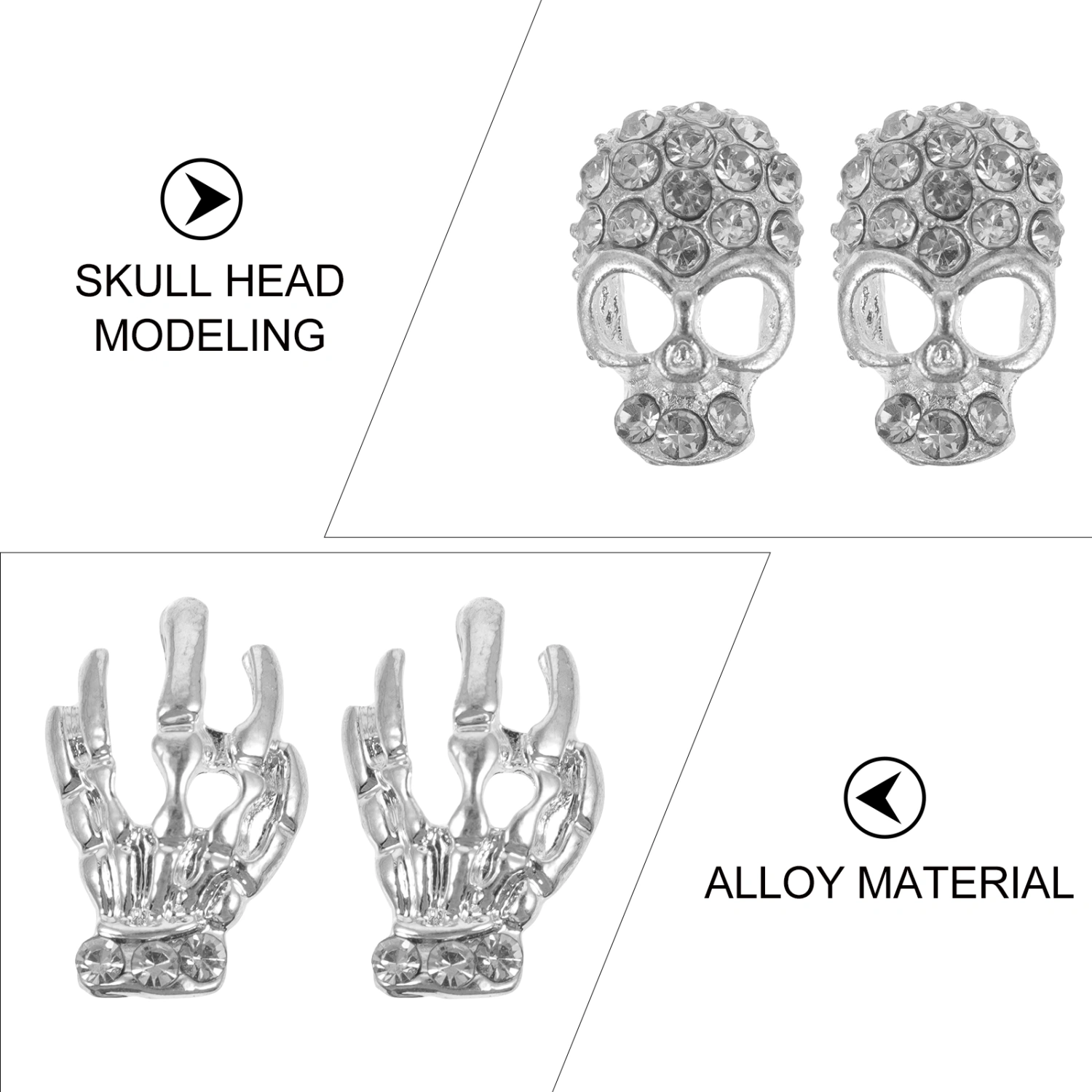 40pcs Skull Nail Charms with Rhinestones Skeleton Nail Art Jewelry Decoration