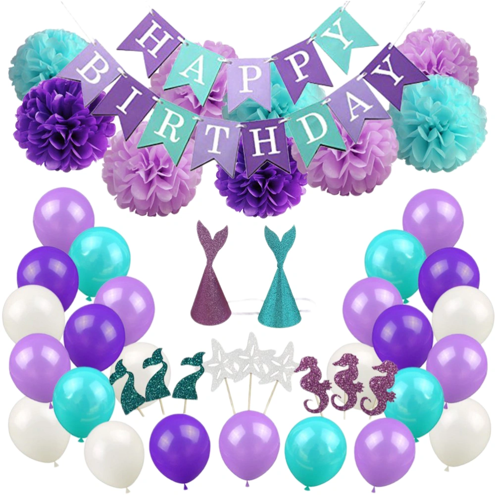 Mermaid Balloon Birthday Decoration Set Decorative Balloons Kit Birthday Party Supplies (Mermaid Themed Suit)