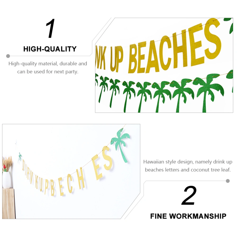 2 Pcs Hawaiian Theme Party Banner Glittery Summer Party Hanging Decoration