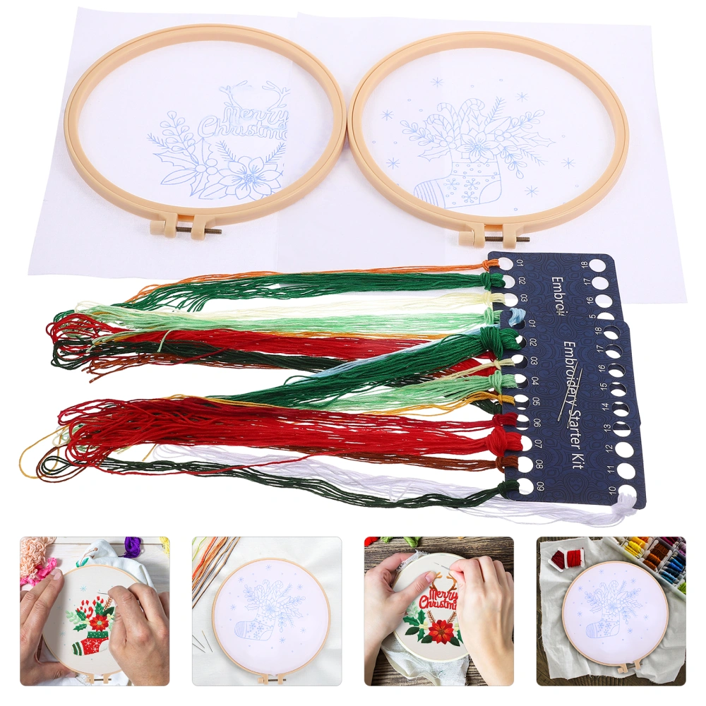 2 Sets Cross Stitch Set Christmas Embroidery Kit Christmas Cross Stitch Unfinished Embroidery Crafts