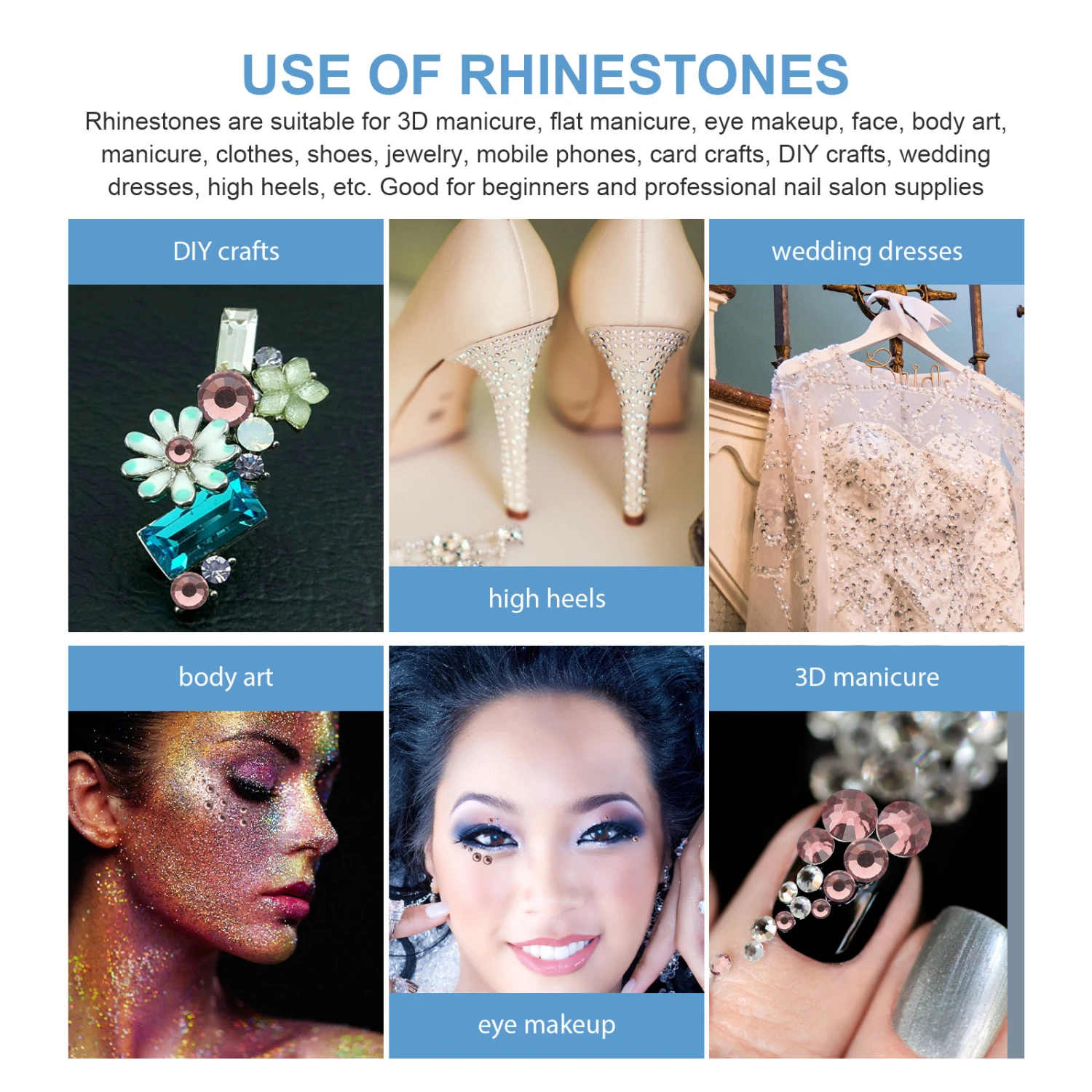 1 Set Shiny Nail Art Rhinestones Flatback Glass Charms Glass Rhinestones Kit for DIY Projects