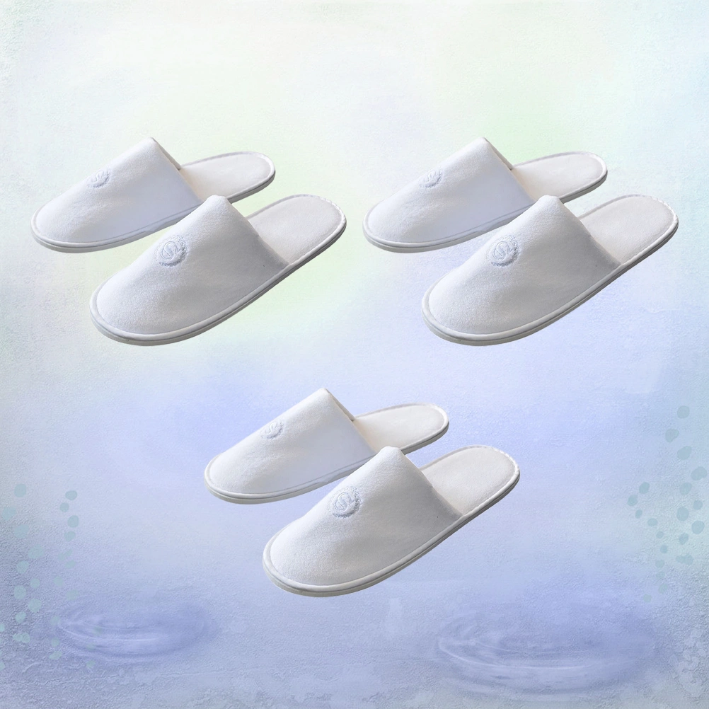 3 Pairs of Disposable Slippers Hotel Slipper Travel Slipper Single Use Slipper One Time Slipper One-off Babouche White