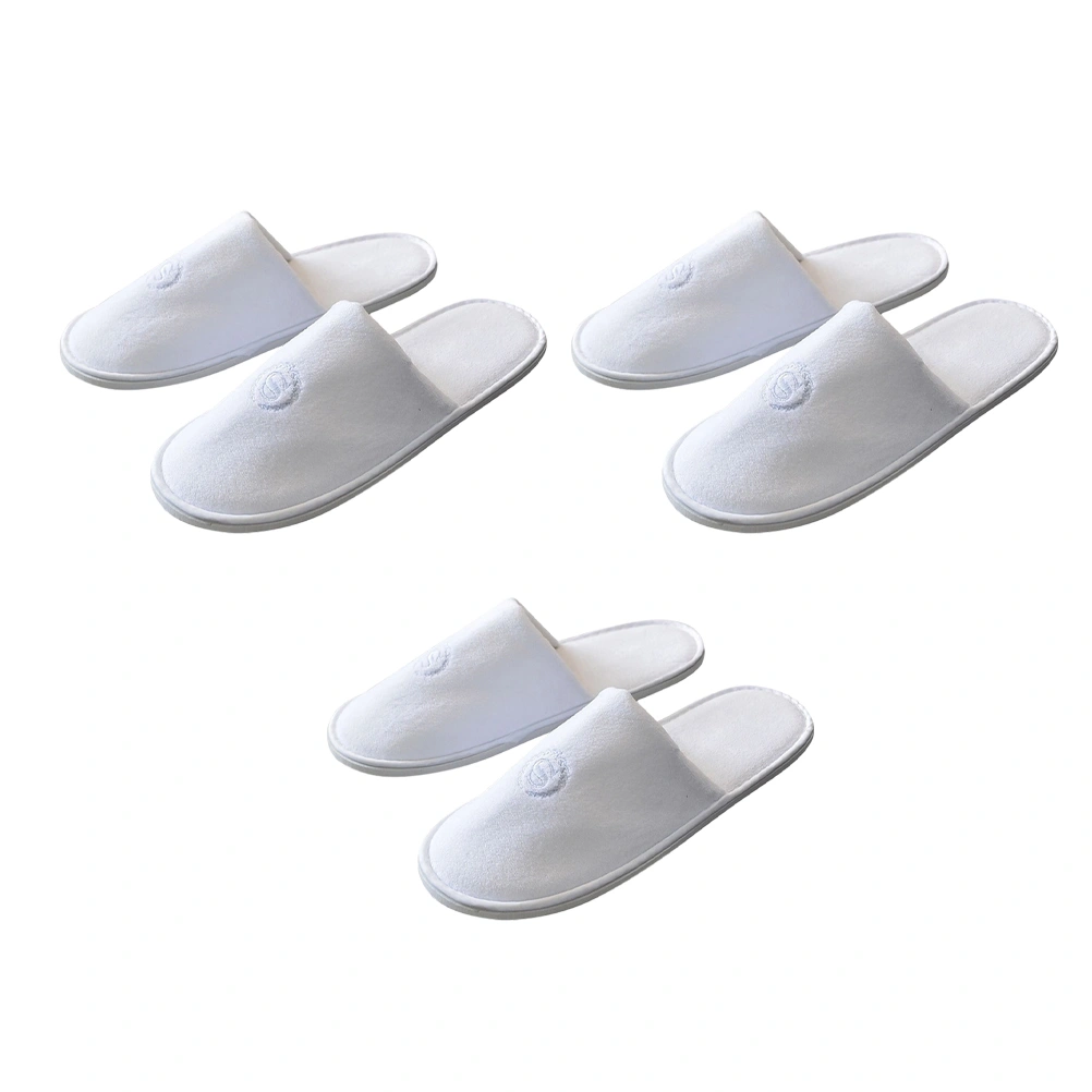 3 Pairs of Disposable Slippers Hotel Slipper Travel Slipper Single Use Slipper One Time Slipper One-off Babouche White