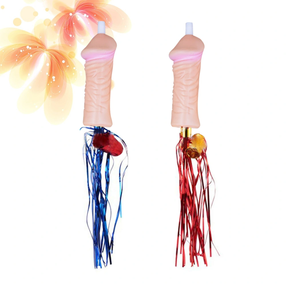 2pcs Glitter Fringed Metallic Blowouts Noise Maker Penis Whistles Prank Toy for Bachelor Party Single Party