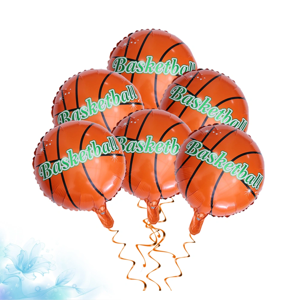 20pcs 18 Inches Basketball Balloons Set Sports Series Aluminum Foil Balloons Theme Birthday Party Layout Supply Decoration Set without Ribbon