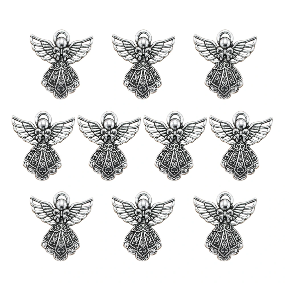 10PCS Alloy Angel Girl Pendants Charms DIY Jewelry Making Accessory for Necklace Bracelet (Antique Silver)