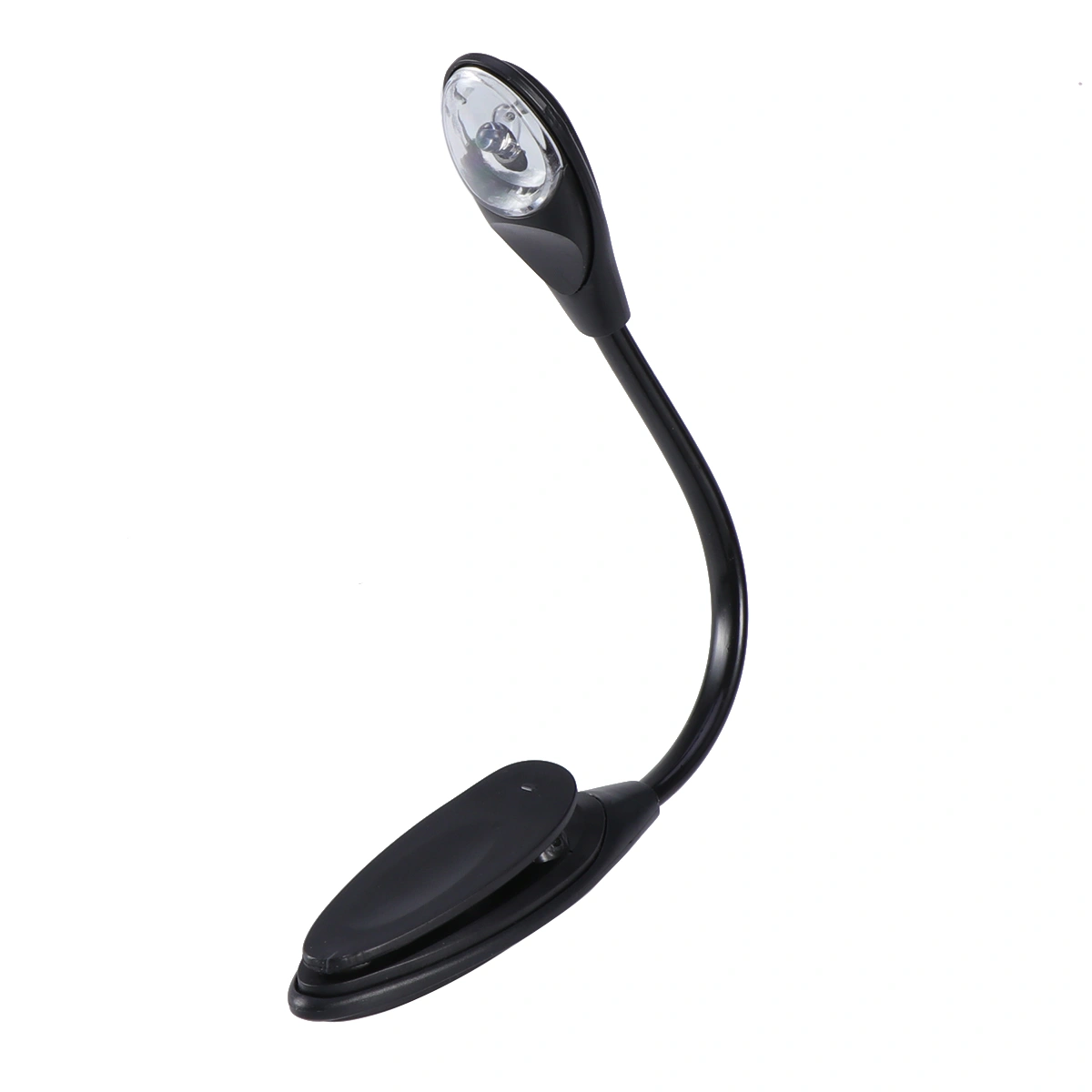 Stylish Flexible Portable Travel Book Reading Light Lamp Mini LED Clip Booklight (Black)