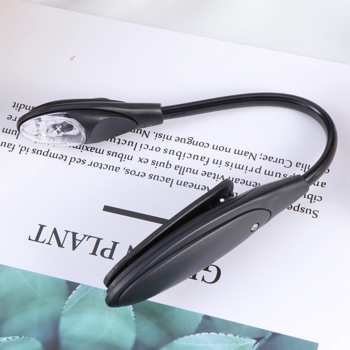 Stylish Flexible Portable Travel Book Reading Light Lamp Mini LED Clip Booklight (Black)