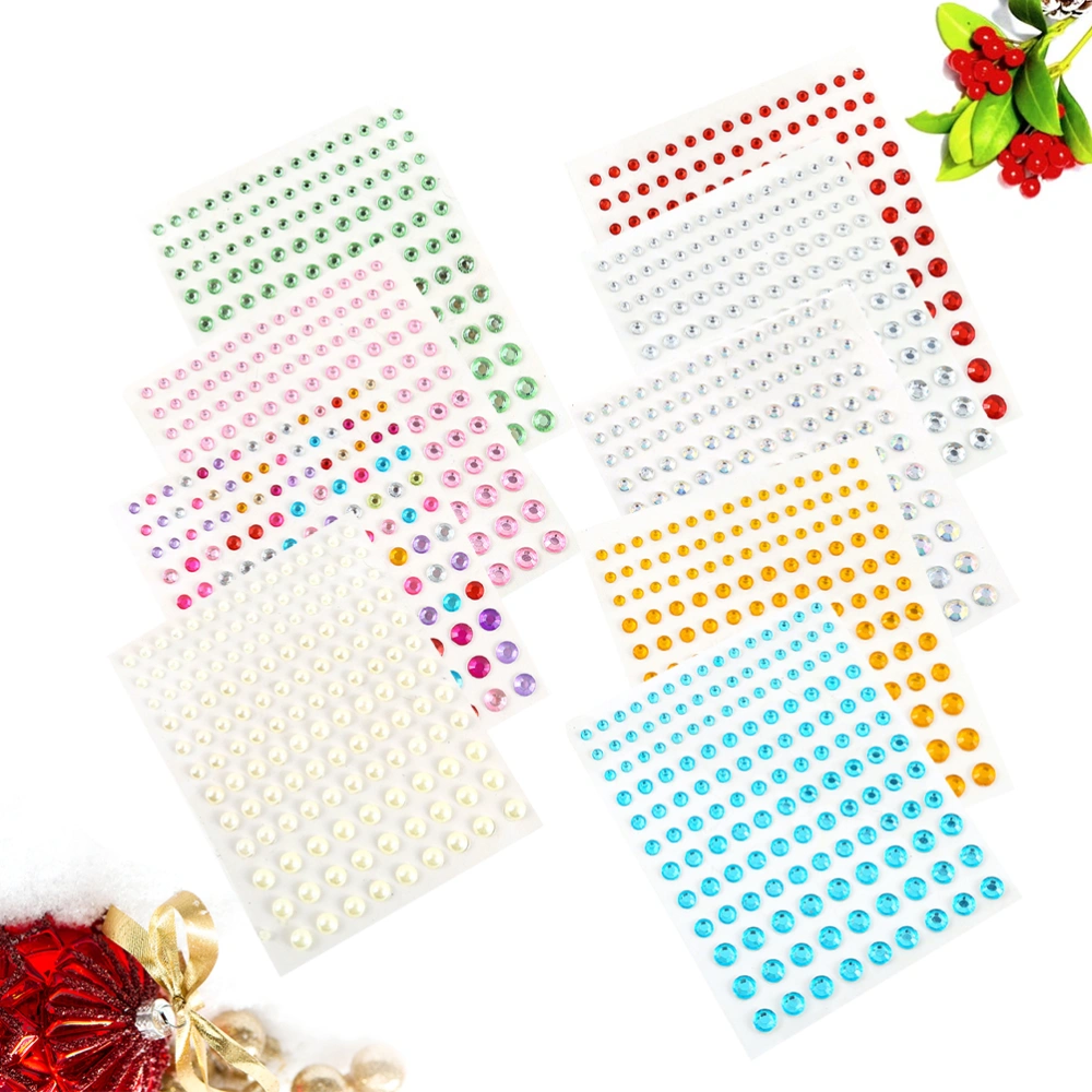 9 Sets Self-adhesive Eye Pad DIY Acrylic Rhinestone Sticker Decals Forehead Face Stickers (Assorted Color)