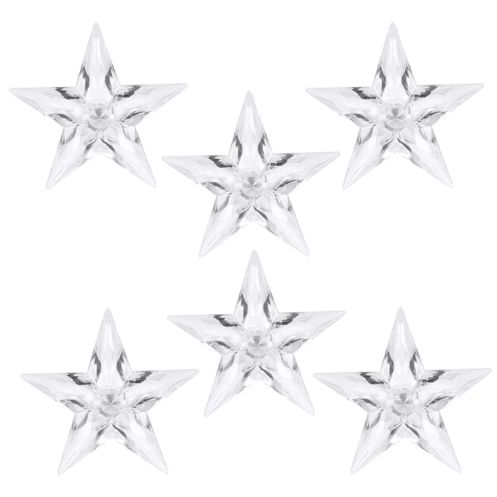 6pcs Christmas Plastic Transparent LED Light Five-pointed Star Decor Pendants