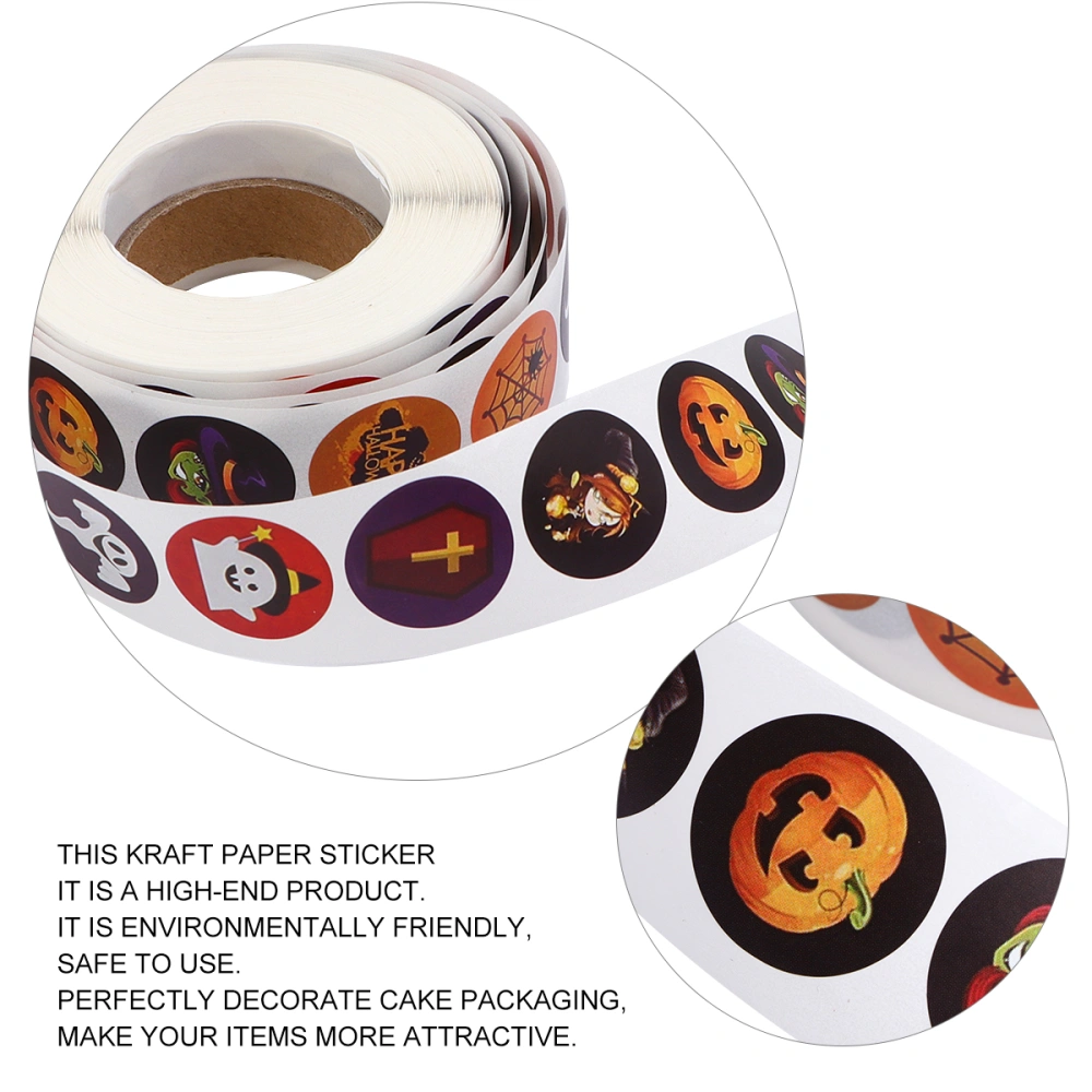 1 Roll/1000pcs Halloween Sticker Self-adhesive Stickers Gift Seal Decals