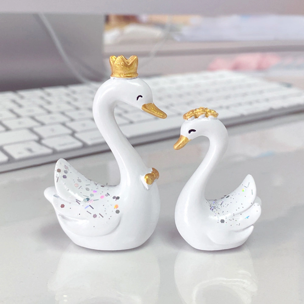 1 Pair Fashion Swan Birthday Cake Topper Romantic Wedding Decoration Car Decor