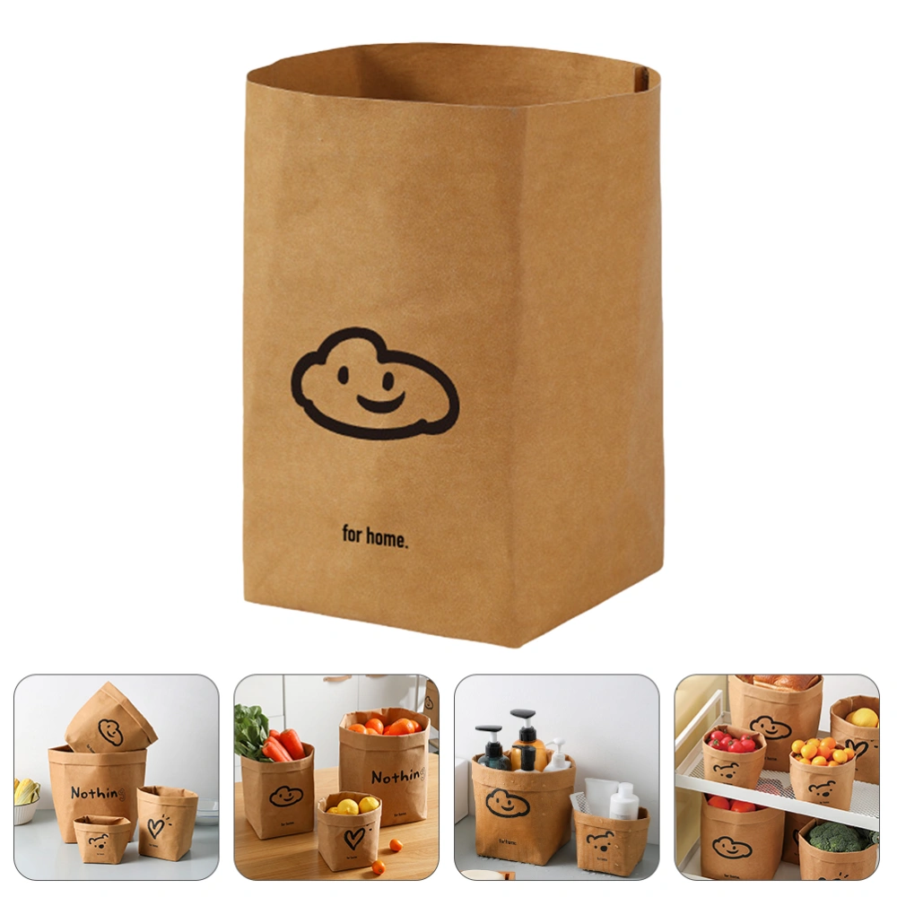 1Pc Practical Bag Kraft Paper Storage Bag Shopping Bag Packaging Pouch(Khaki)