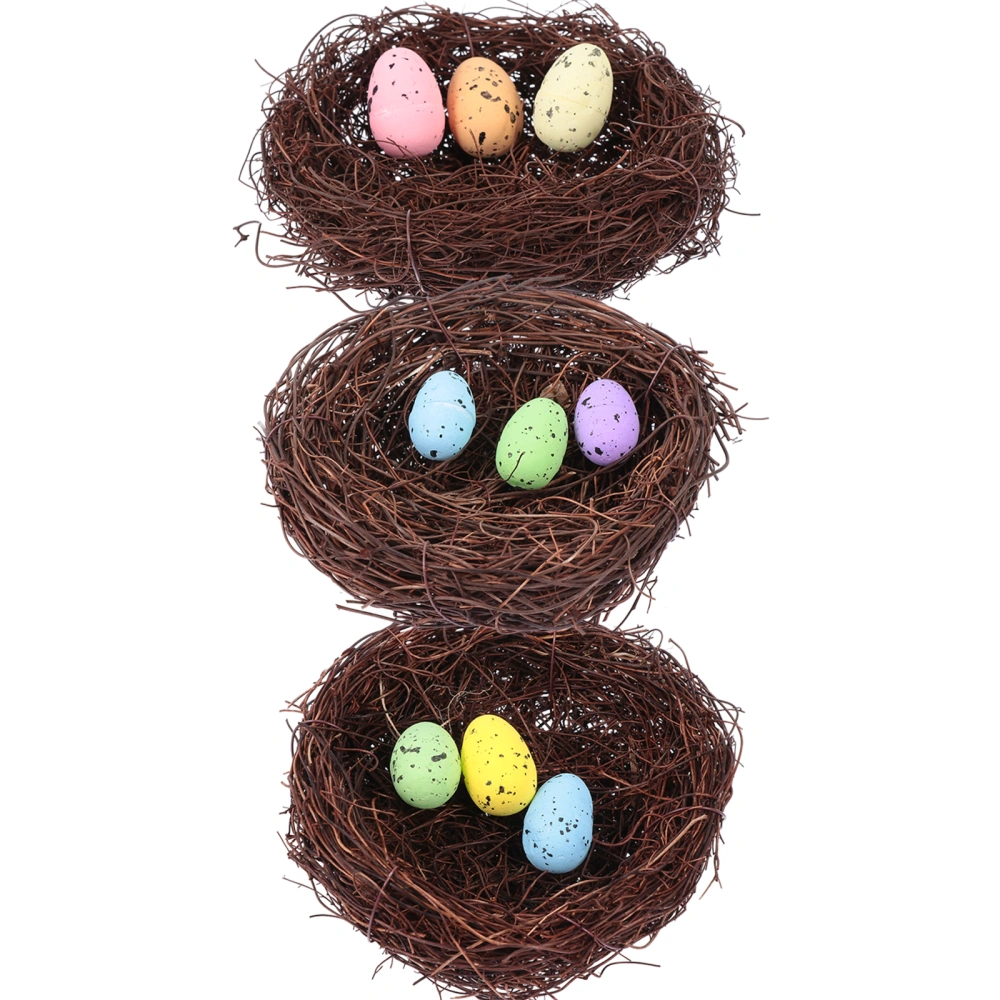 3 Sets Easter Bird's Nest Festival Bird's Eggs Ornament Simulation Home Artware