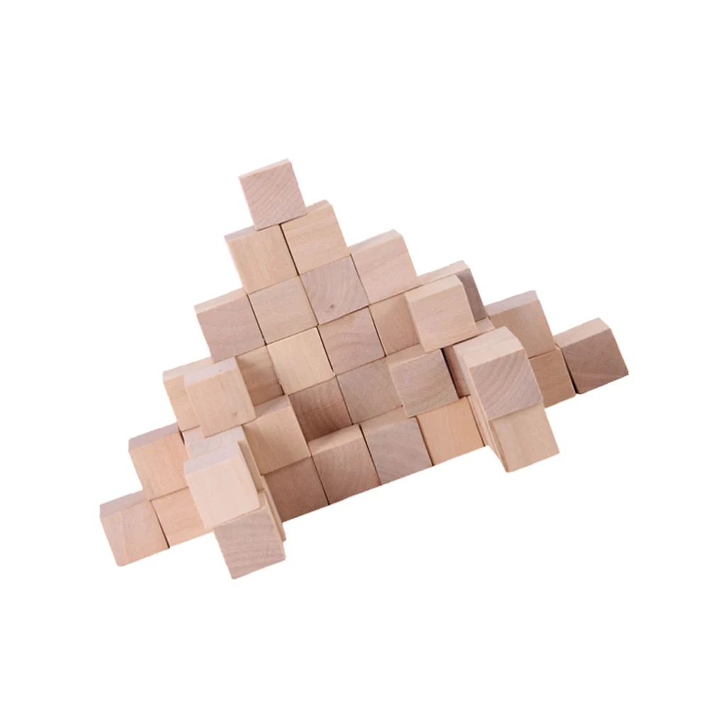 50pcs Primary Color Square Cubes Wooden Craft Cubes Precise Cutting Wood Square Blocks for Crafts Building Materials DIY Projects (2.5CM)