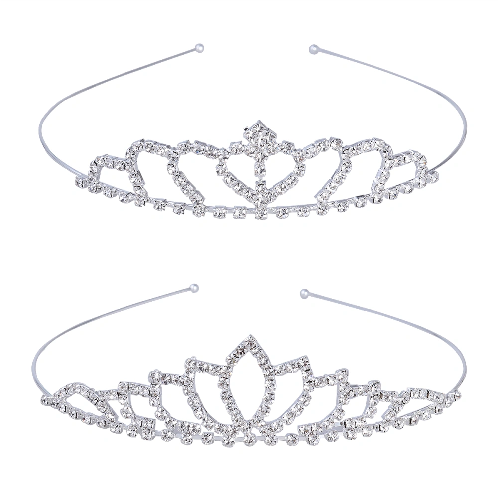 2Pcs Gorgeous Elegant Bridal Tiara Bling Rhinestone Tiara Crown for Wedding Hair Decoration