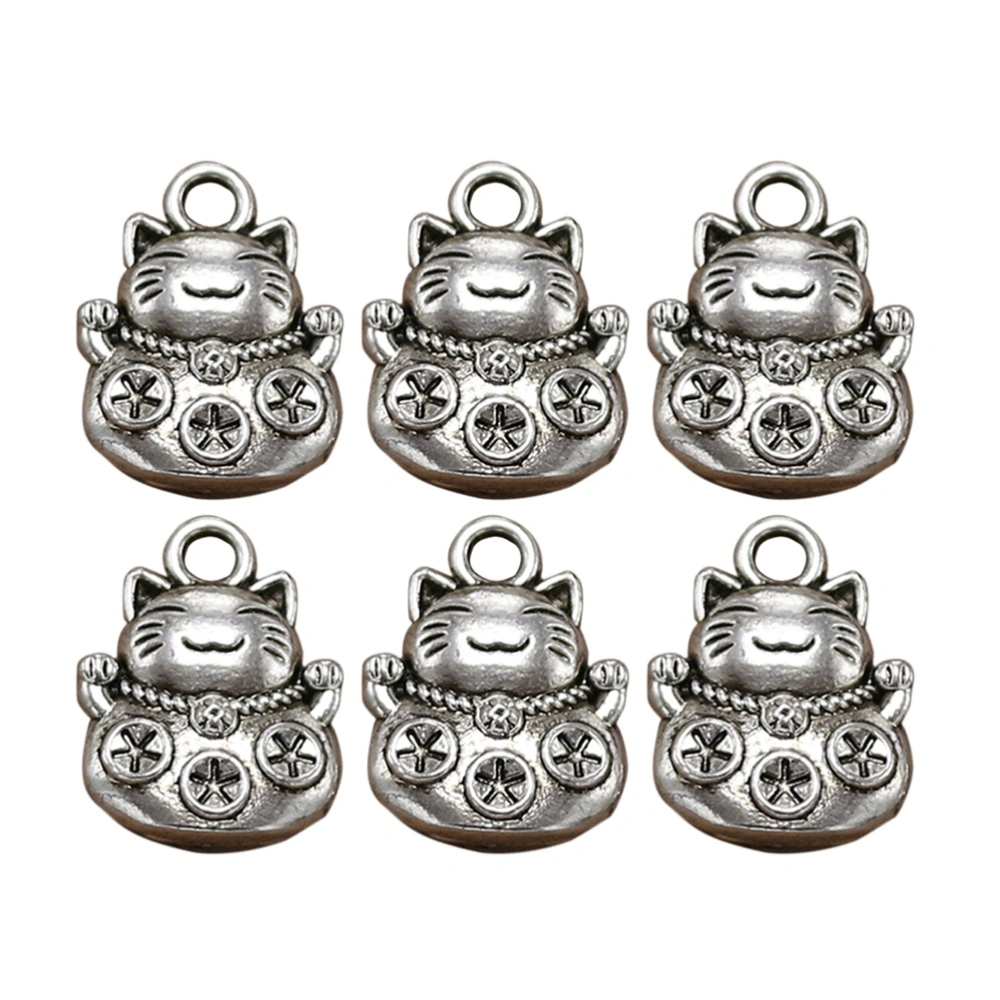 20pcs Alloy Fortune Cat Pendants Charms DIY Jewelry Making Accessory for Necklace Bracelet (Antique Silver)