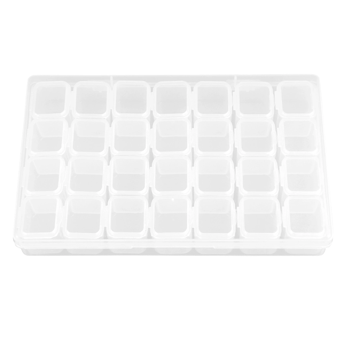 2pcs 28 Grid beads painting Storage Box Transparent Jewelry Box Square Diamond Round Point Diamond Box (Transparent)