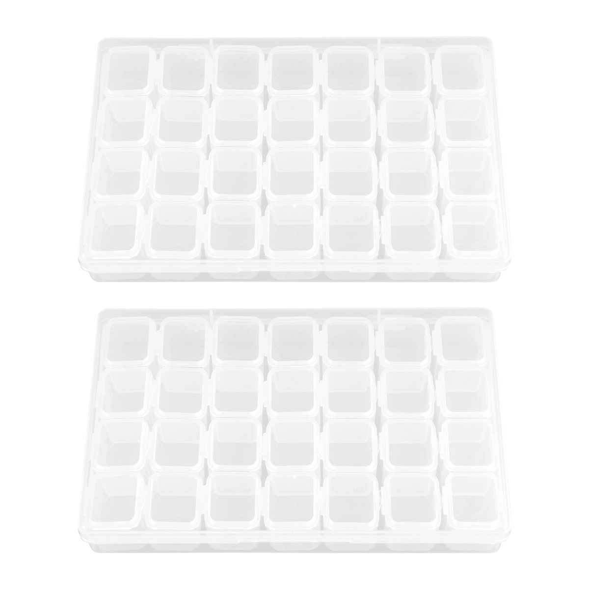 2pcs 28 Grid beads painting Storage Box Transparent Jewelry Box Square Diamond Round Point Diamond Box (Transparent)