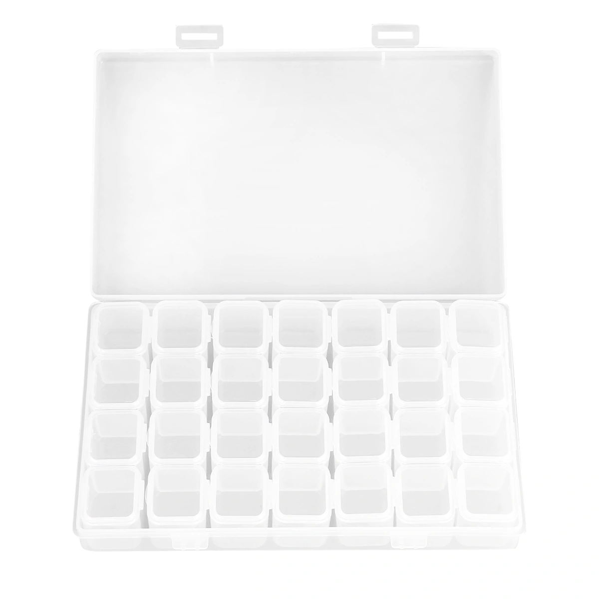 2pcs 28 Grid beads painting Storage Box Transparent Jewelry Box Square Diamond Round Point Diamond Box (Transparent)