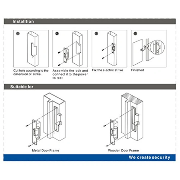 Electric Strike NC Fail Safe Mode Lock for Access Control Wood Metal Door (Silver)