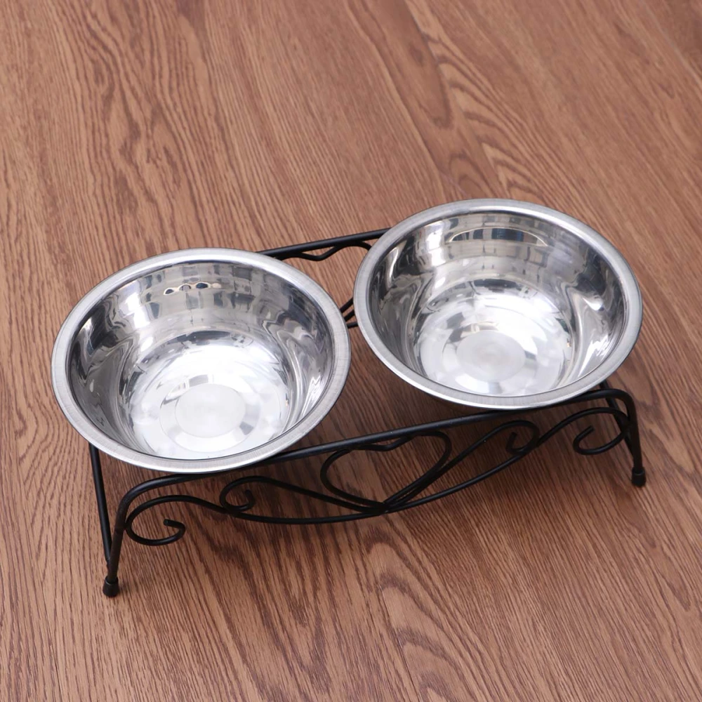 Dual Stainless Steel Dog Bowl Pet Water Food Feeder Bowl Dog Food Bowl Pet Bowl Size Small