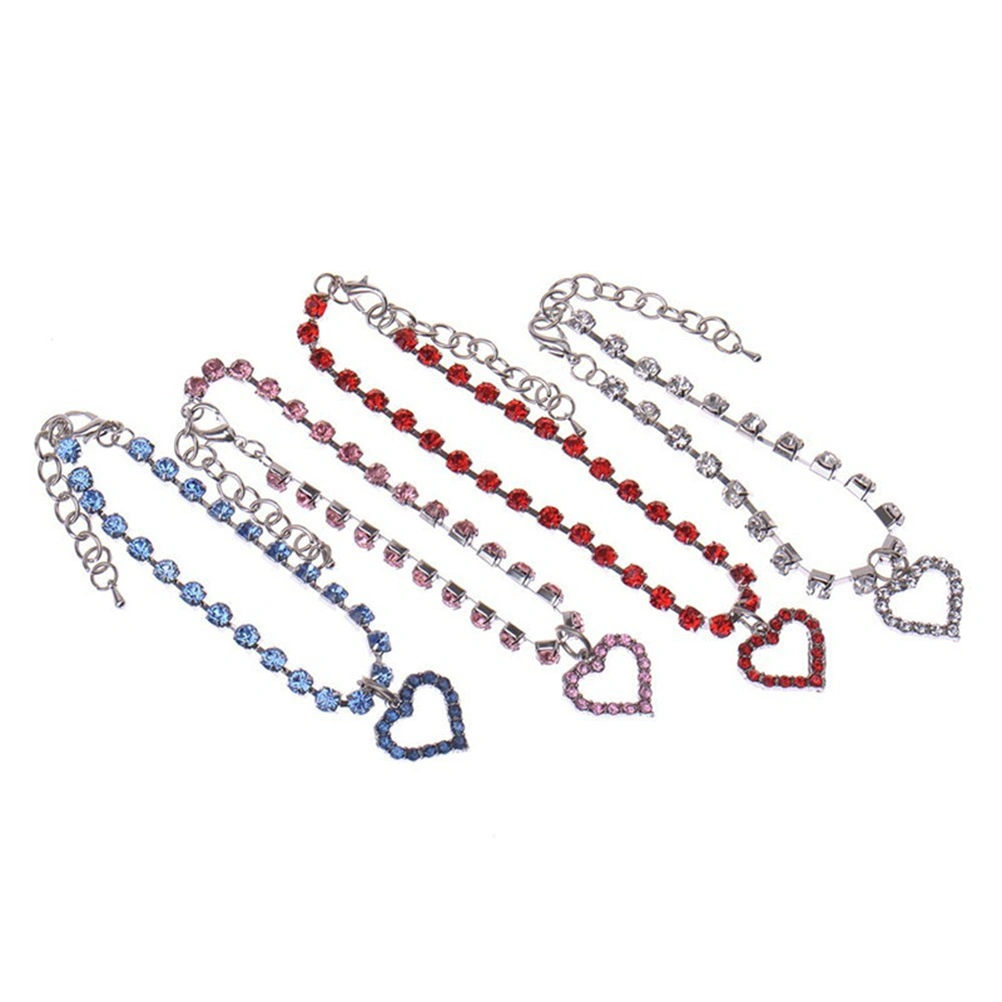 Pet Necklace Crystal Heart Pandant Pet Cat Dog Necklace Bling Diamonds Jewelry Size S (White)