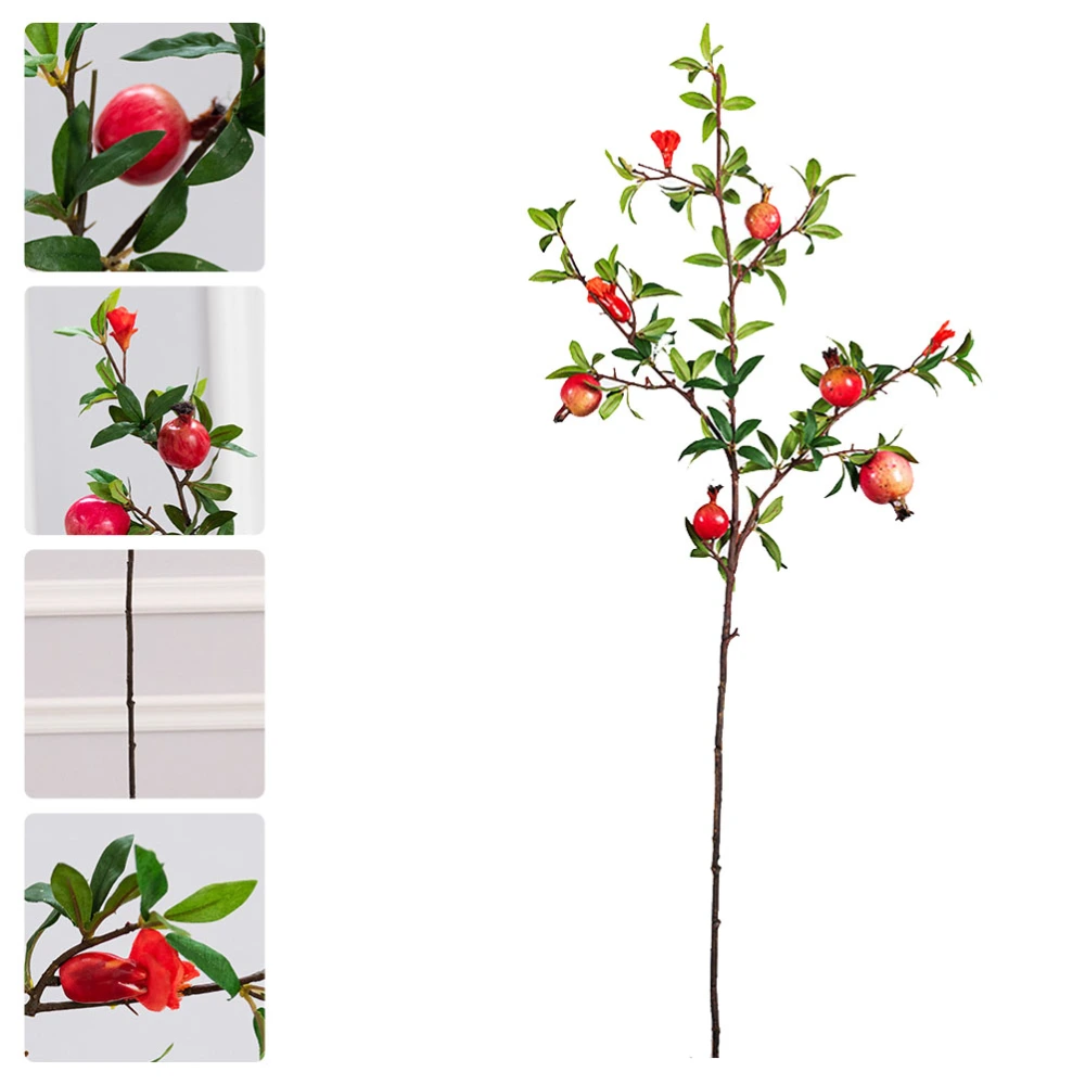 1PC Artificial Pomegranate Berry Branch False Pomegranate Flower Branch (Red)