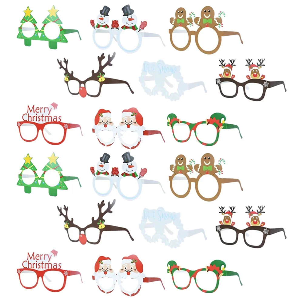 18pcs Christmas Eyeglasses Frames Party Eyewear Photo Props Christmas Party Supplies